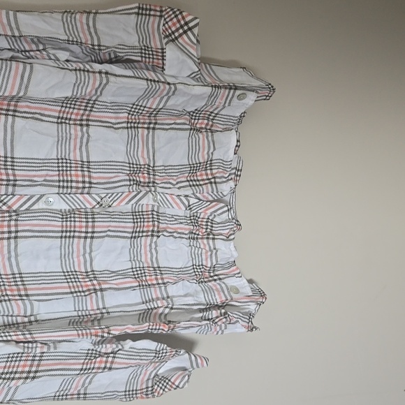 J. Jill White/Gray/Peach Long Sleeve Rayon Button Down Blouse Top Size Large - Picture 3 of 10